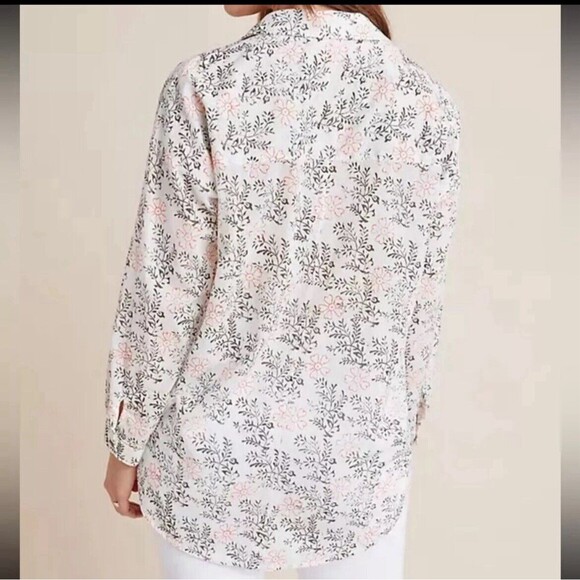Anthropologie Top Womens M/L Enchanted Floral Button Down Lagenlook Embroidered - Picture 10 of 10